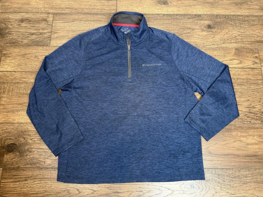 Vineyard Vines Sweater Mens 2XL Blue Performance Quarter Zip Athletic Pullover